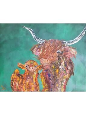 "Highland Cow Pair" Art Print from my Original Work 11" x 14" Acid Free